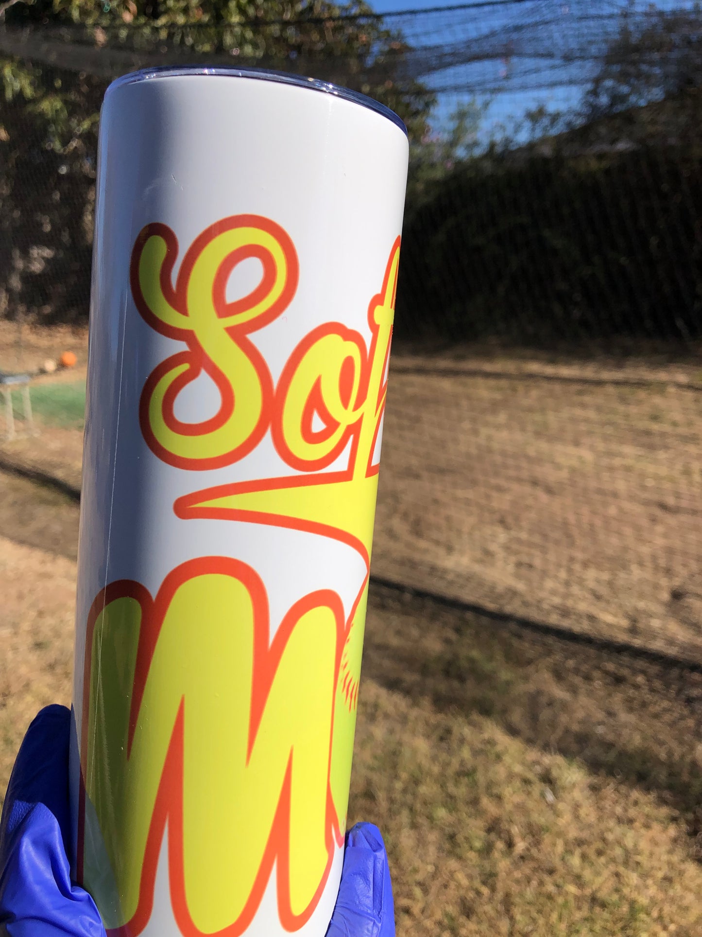 White Softball Mom Tumbler