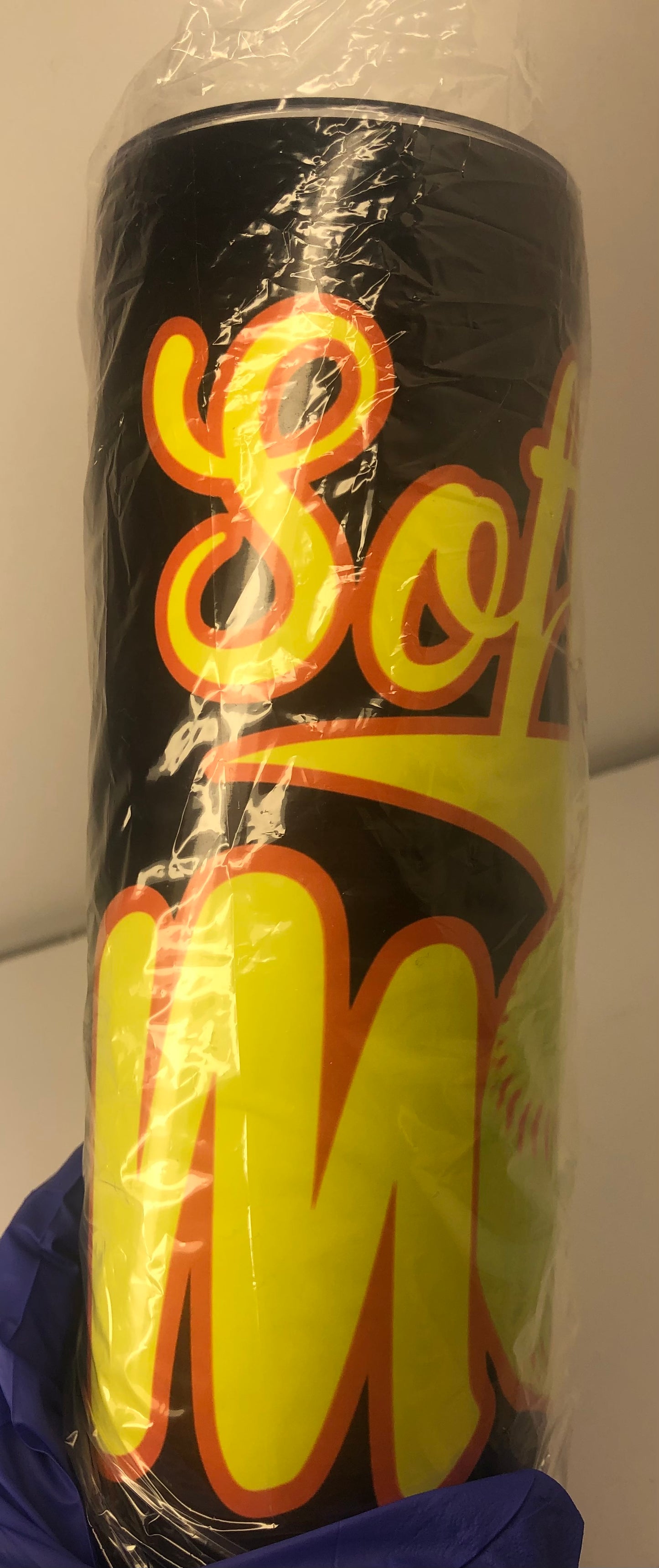 Black Softball Mom Tumbler