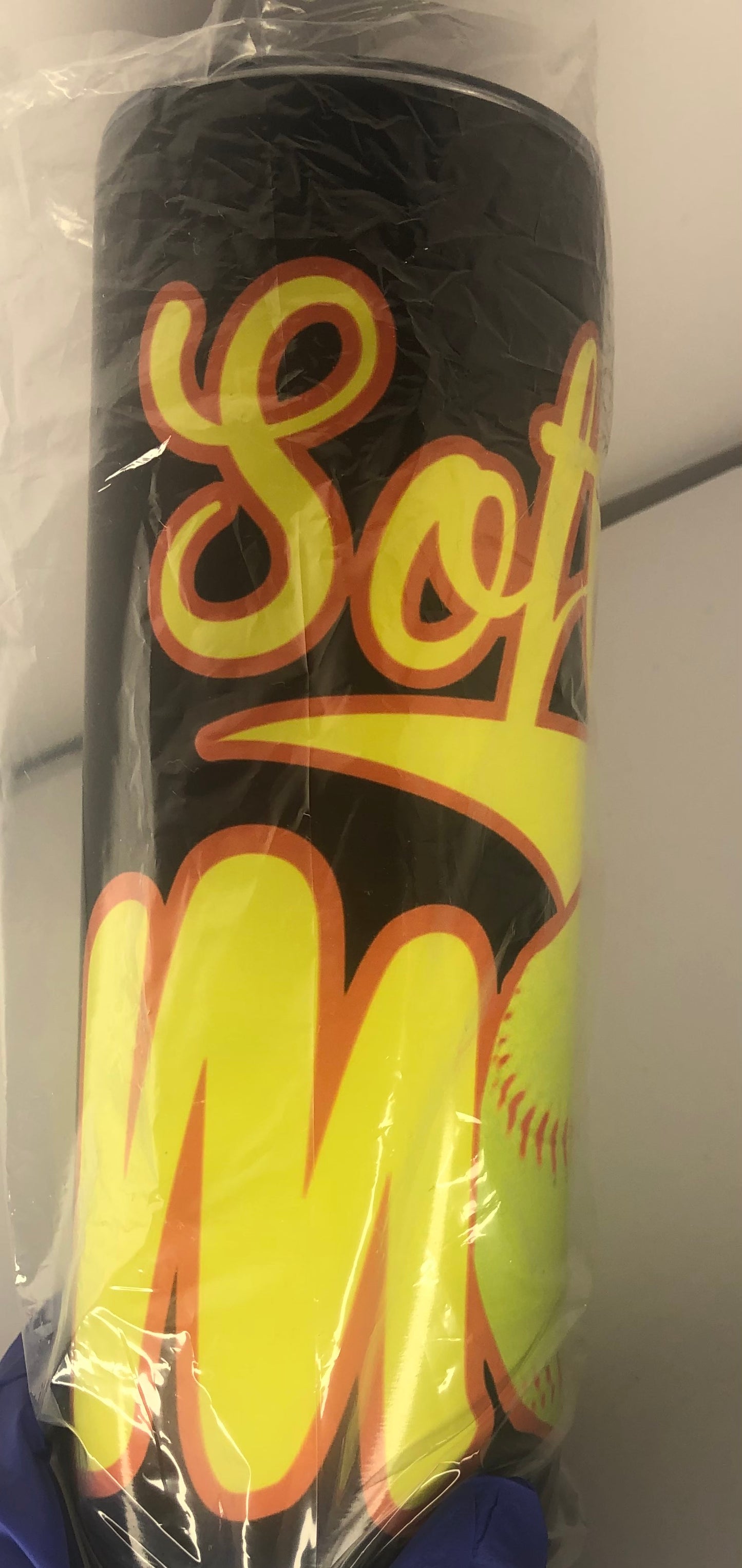 Black Softball Mom Tumbler