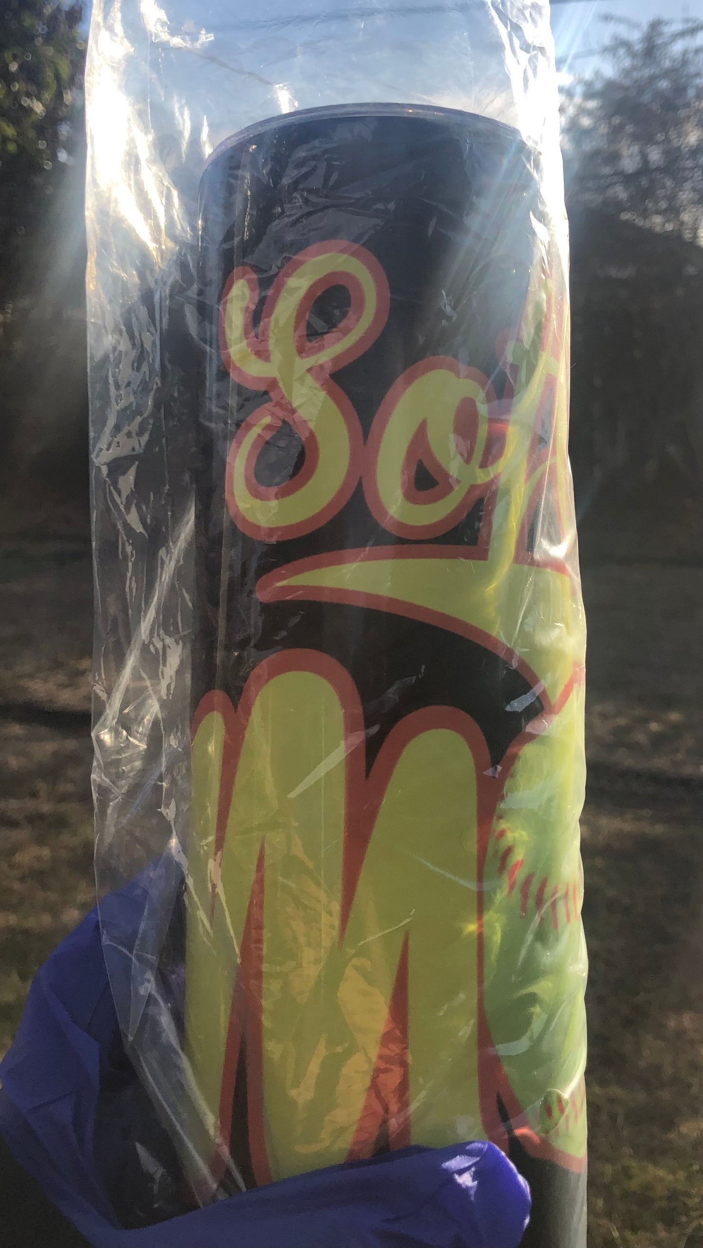 Black Softball Mom Tumbler