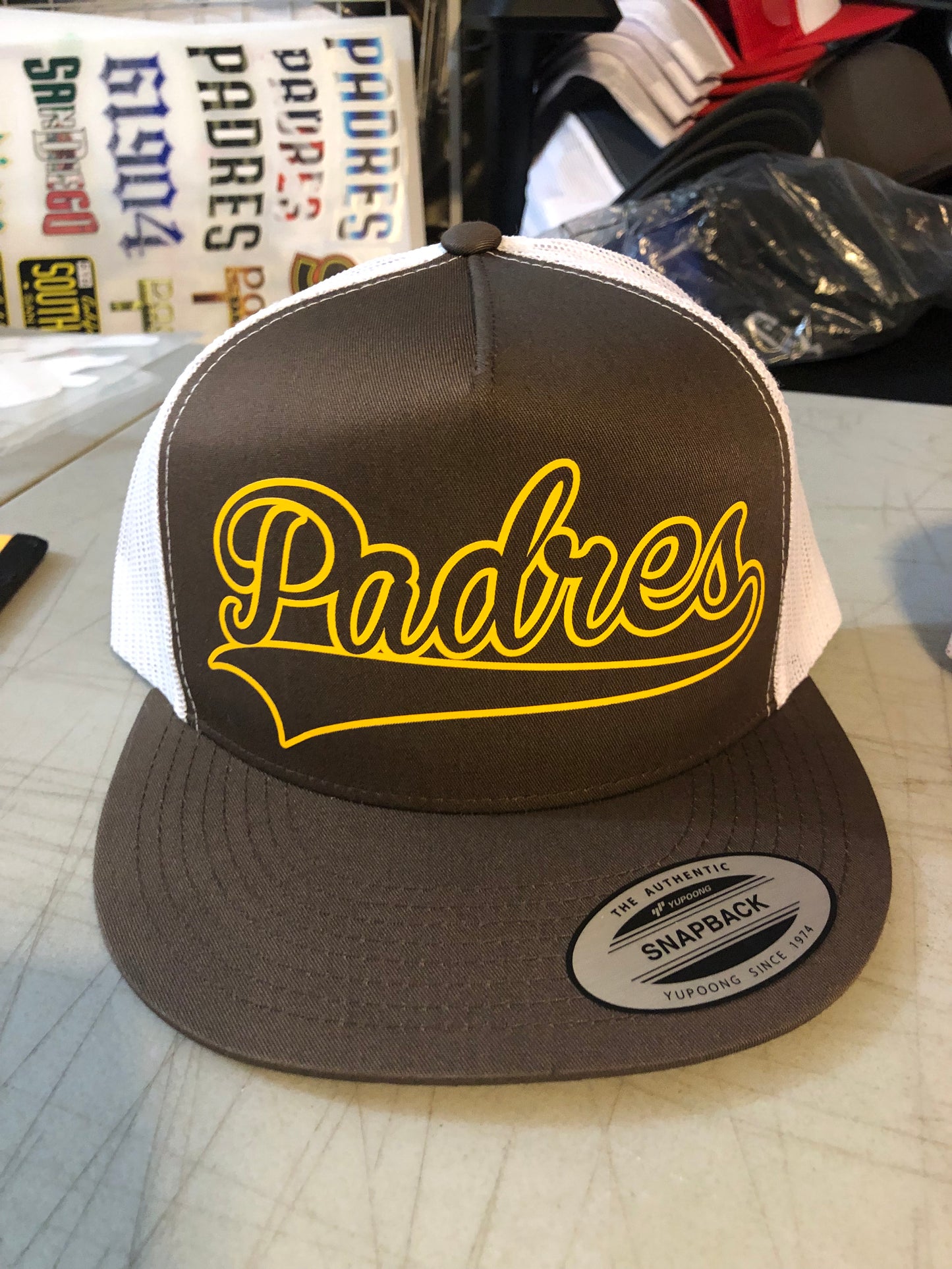 Yellow Padres Brown Snapback Hat
