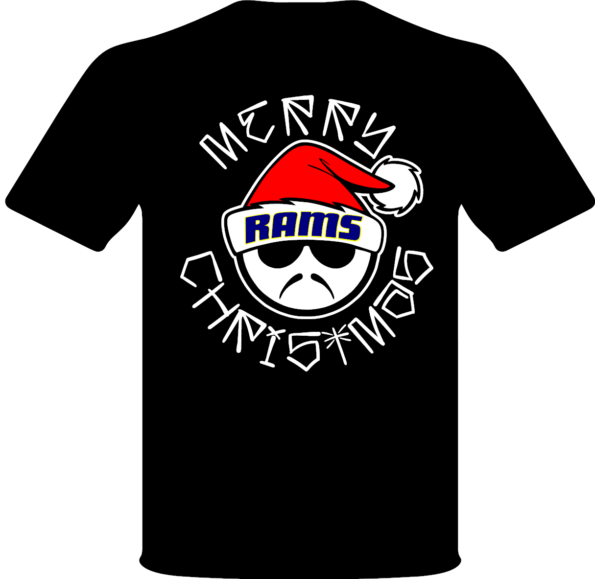 Merry Rams Christmas Football T-shirt