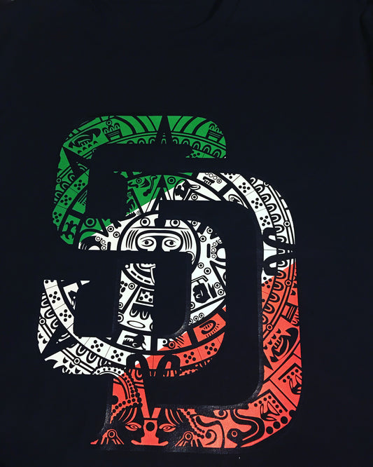 SD Aztec Calendar Green , white and Red  T-shirt