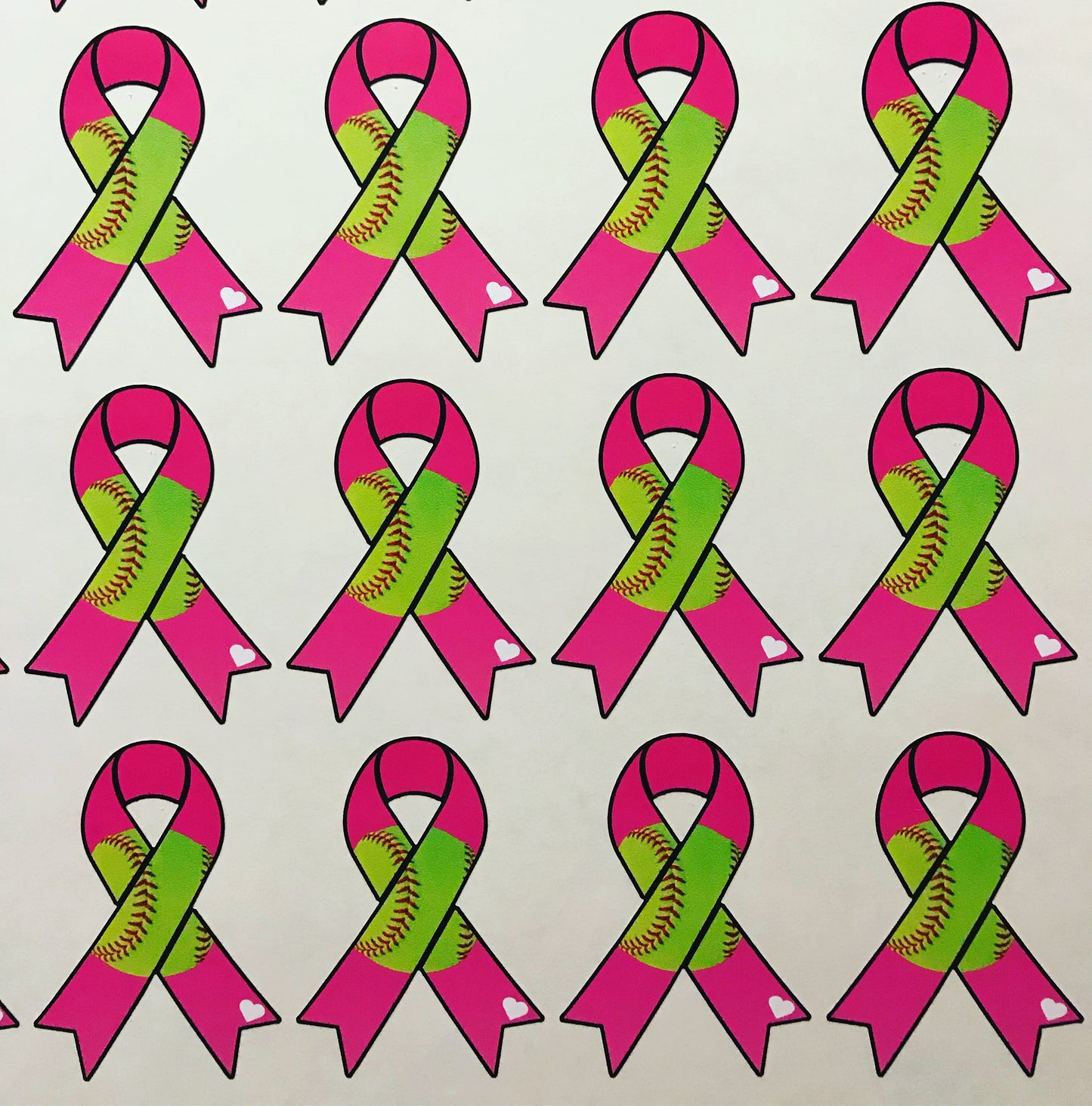 24  Breast Cancer Green Softball Helmet Decals