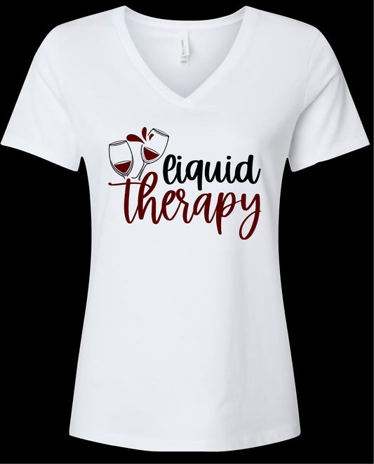 Wine Glass Liquid Therapy T-shirts