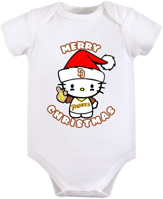 Baby Baseball SD Fan Merry Christmas Onesies