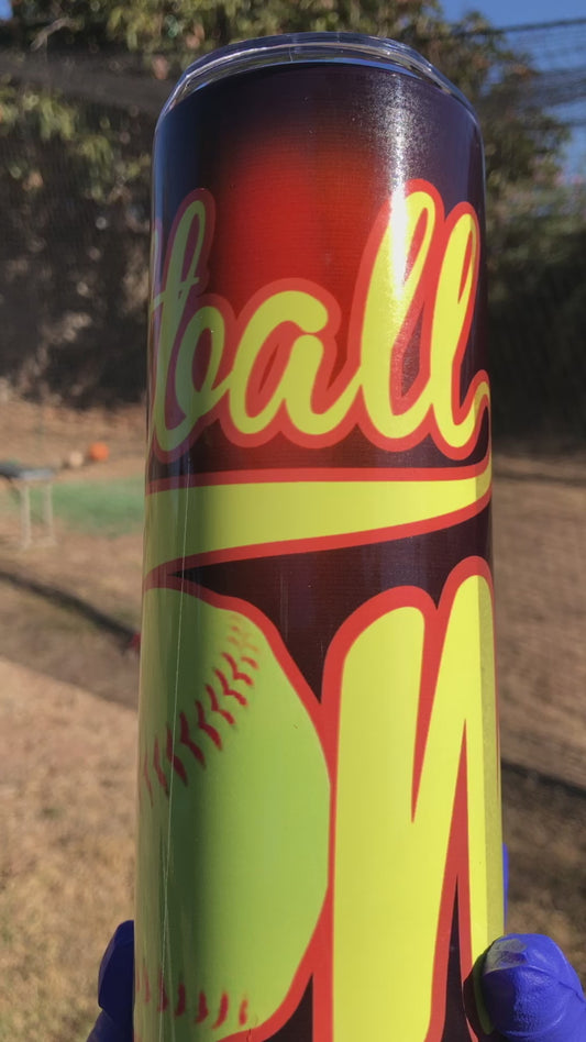 Black Softball Mom Tumbler
