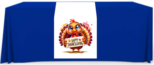 White Happy Thanksgiving Table Runner